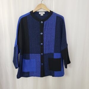 Sangam 100% cotton jacket/top Blue/Black Made in India color block size small